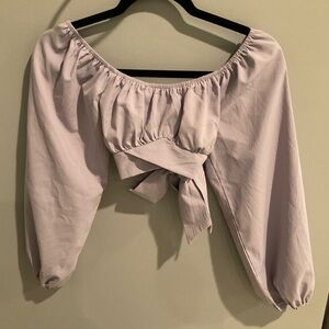Juniors SHEIN Lavender Off-Shoulder Long Sleeve Crop Top Small